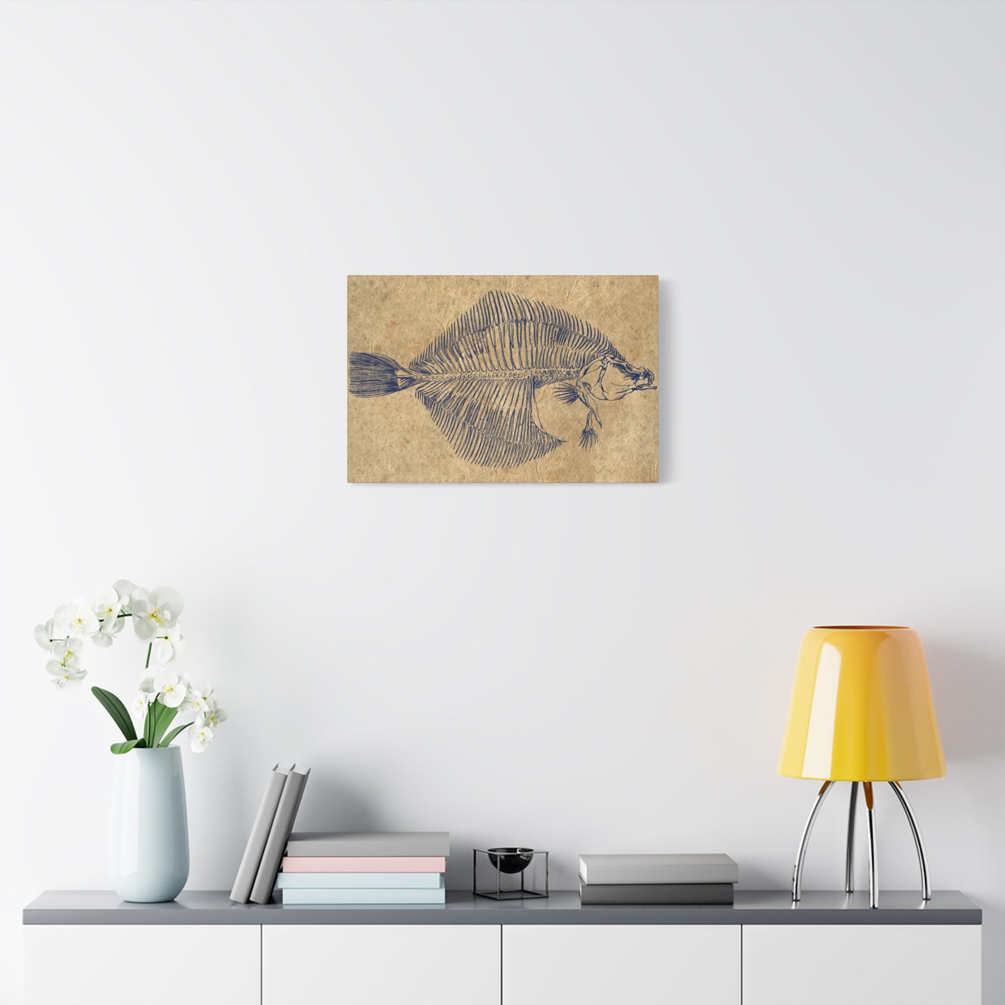 Vintage Fish Skeleton Illustration Matte Canvas
