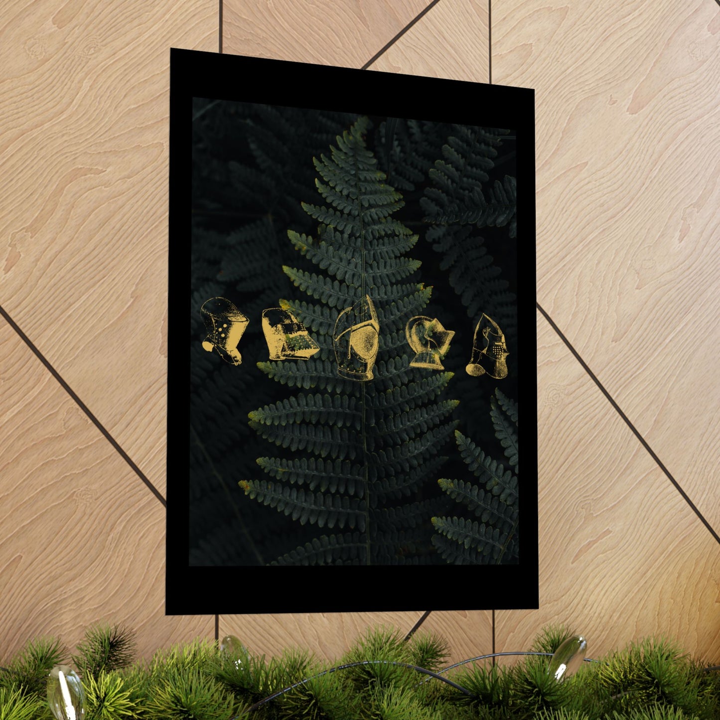 Gold Medieval Helms Matte Vertical Poster | Wall Art