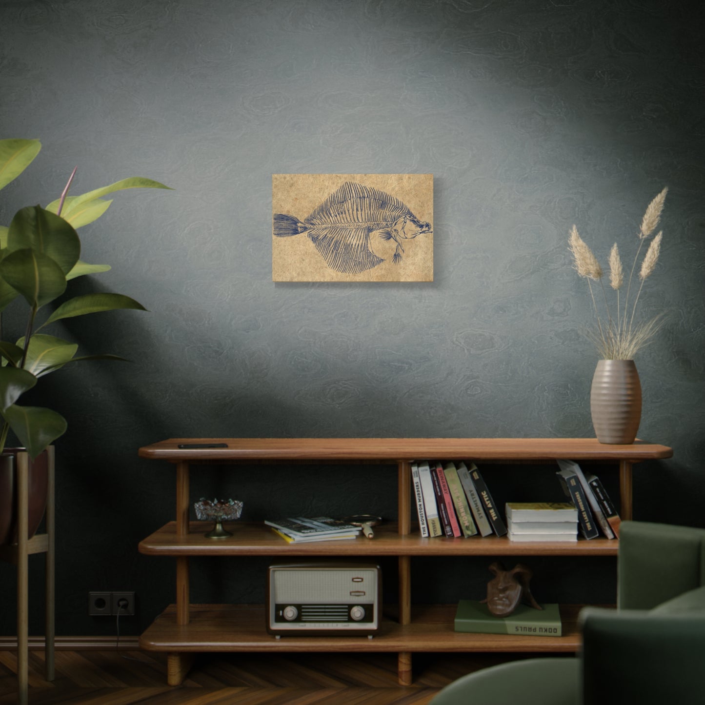 Vintage Fish Skeleton Illustration Matte Canvas