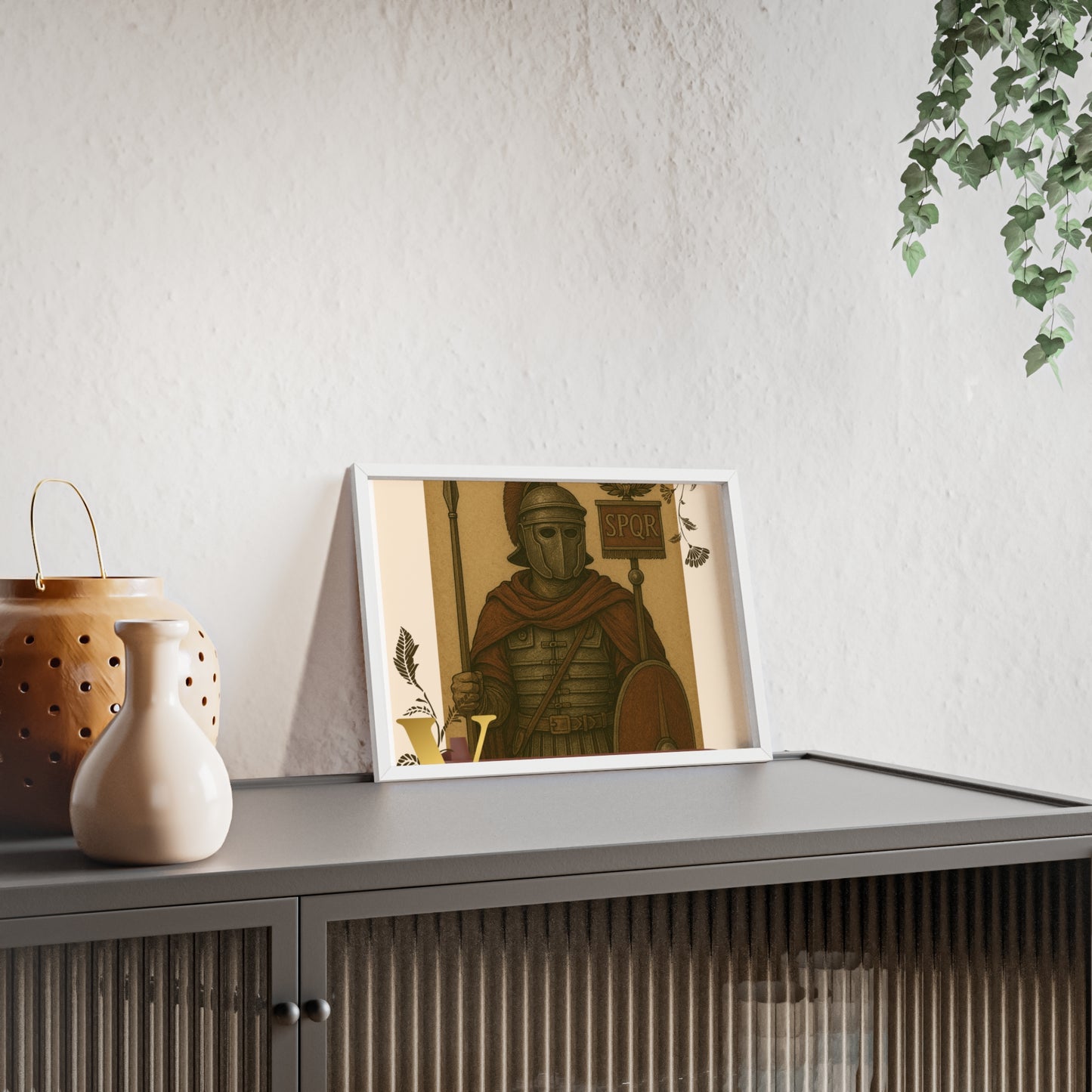 Roman Inspirational Wall Art, Wooden Frame Poster, Motivational Home Decor, Gift for History Lovers, Gladiator Print