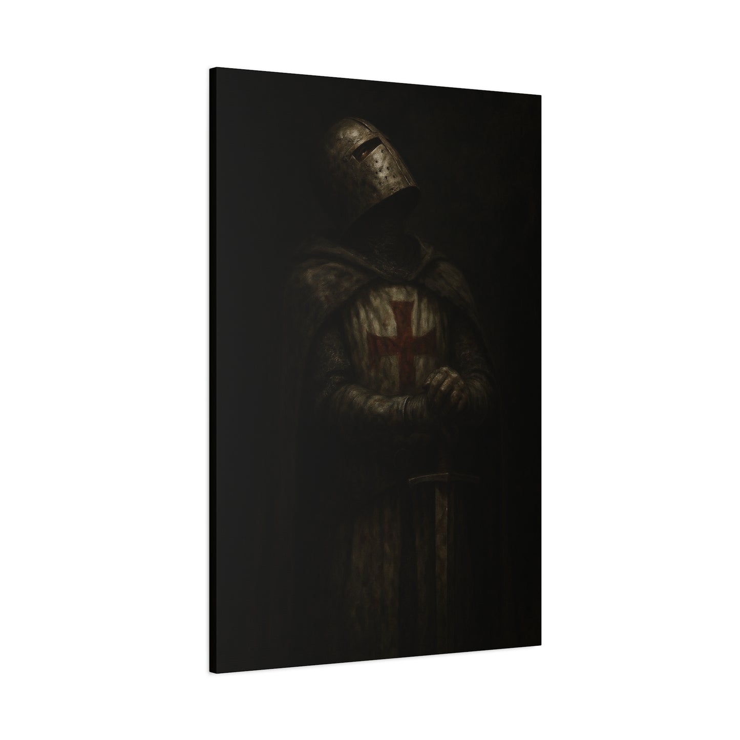 Dark Crusader Knight Matte Canvas | Stretched Wall Art