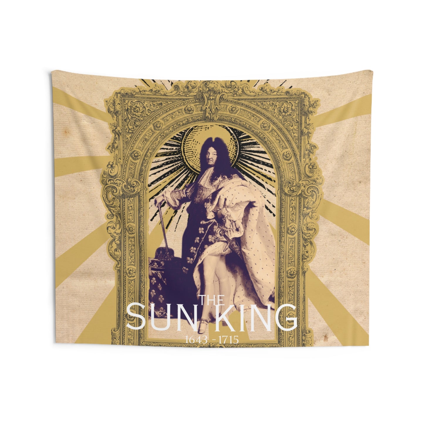 King Louis XIV "The Sun King" - Indoor Wall Tapestry | Vintage Tan Background