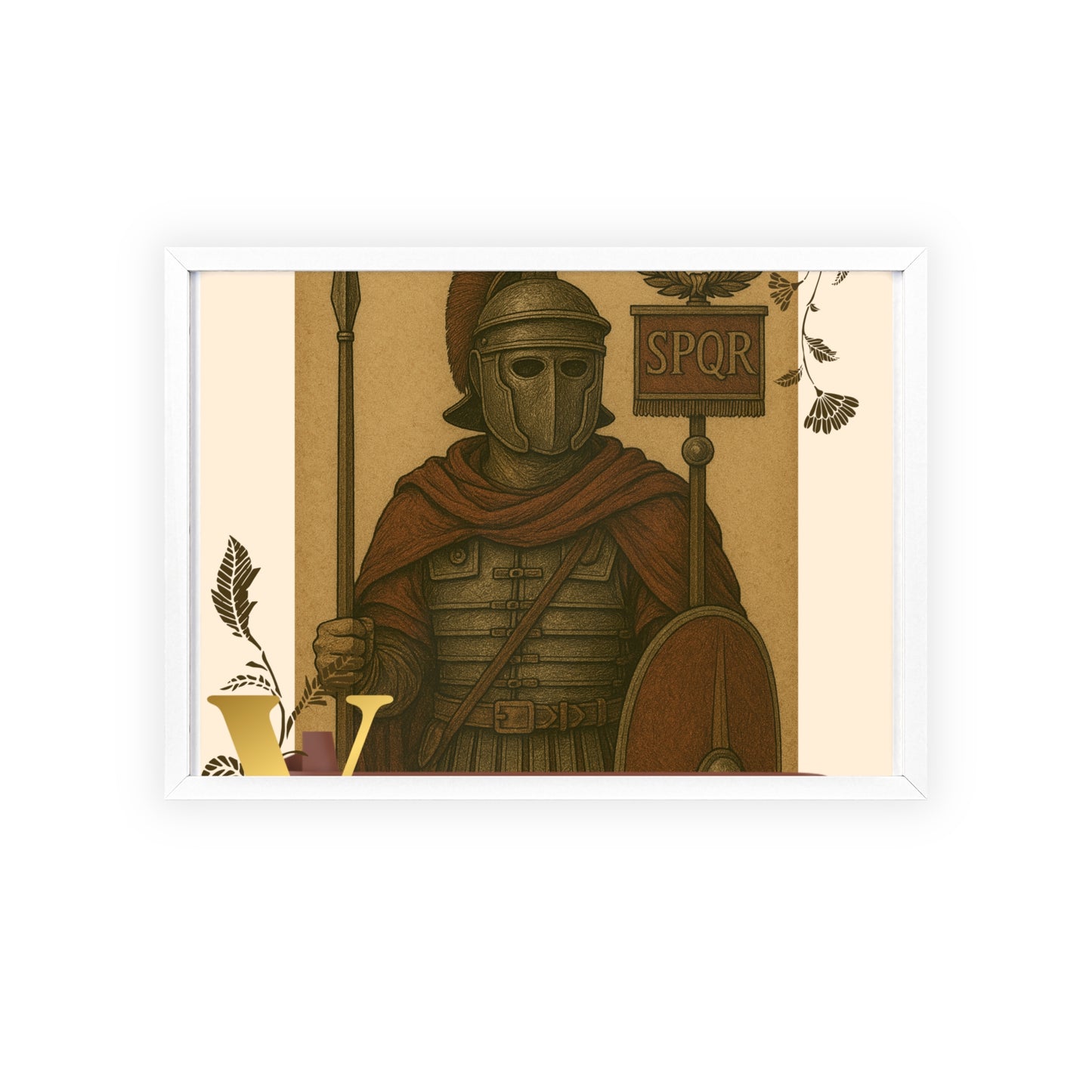 Roman Inspirational Wall Art, Wooden Frame Poster, Motivational Home Decor, Gift for History Lovers, Gladiator Print