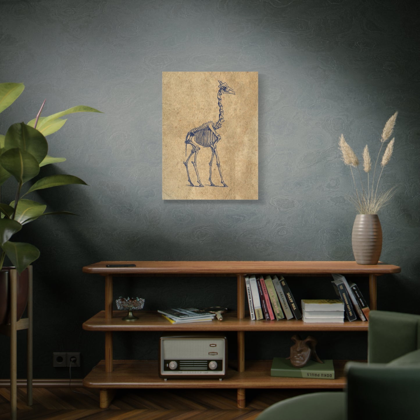 Giraffe Skeleton Illustration Matte Canvas