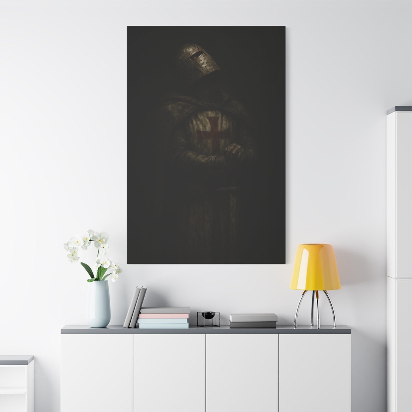 Dark Crusader Knight Matte Canvas | Stretched Wall Art