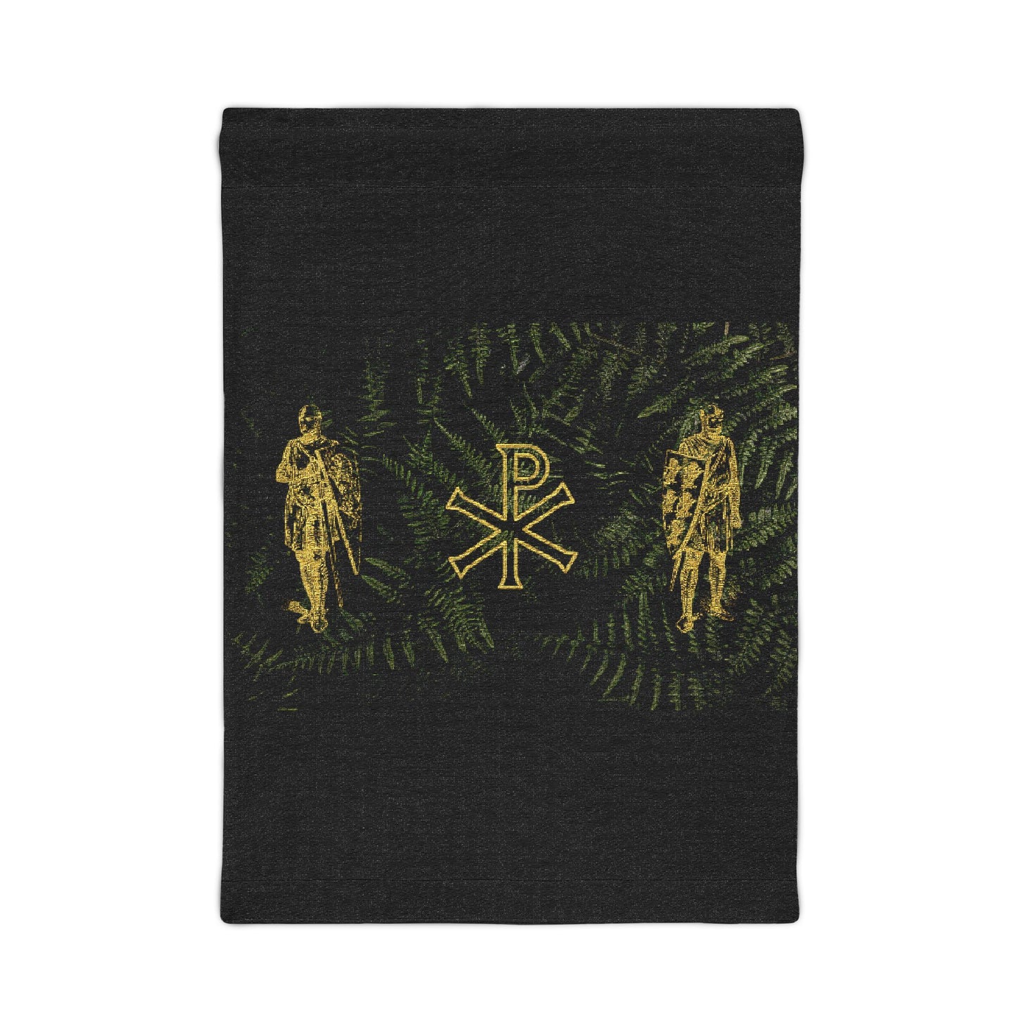 Chi Rho Symbol Woven Wall Tapestry | Christian Iconography, Gold on Black