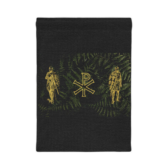 Chi Rho Symbol Woven Wall Tapestry | Christian Iconography, Gold on Black