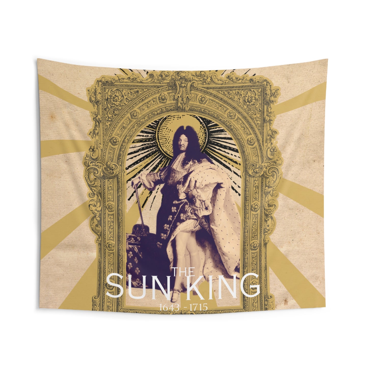 King Louis XIV "The Sun King" - Indoor Wall Tapestry | Vintage Tan Background