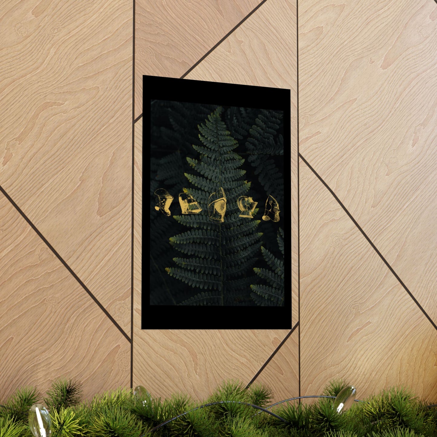 Gold Medieval Helms Matte Vertical Poster | Wall Art