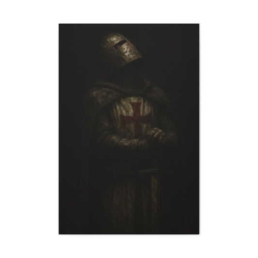 Dark Crusader Knight Matte Canvas | Stretched Wall Art