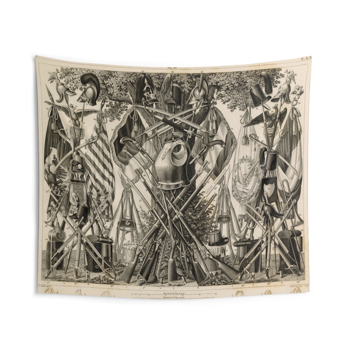 Old Military Wall Tapestry —Uniforms Illustration